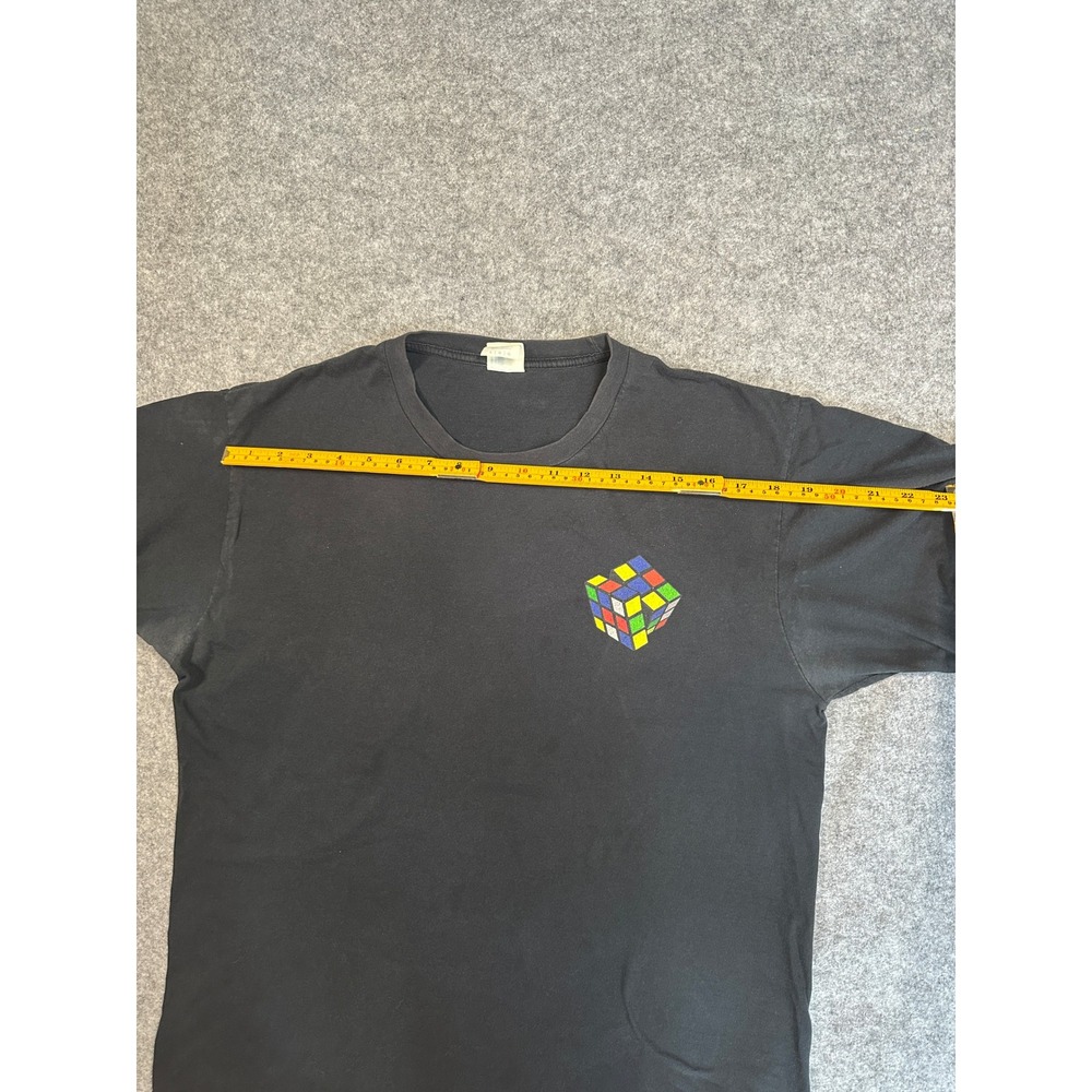 Port & Company Mens Rubiks Cube Graphic T-Shirt Black Ring Spun Cotton Large
